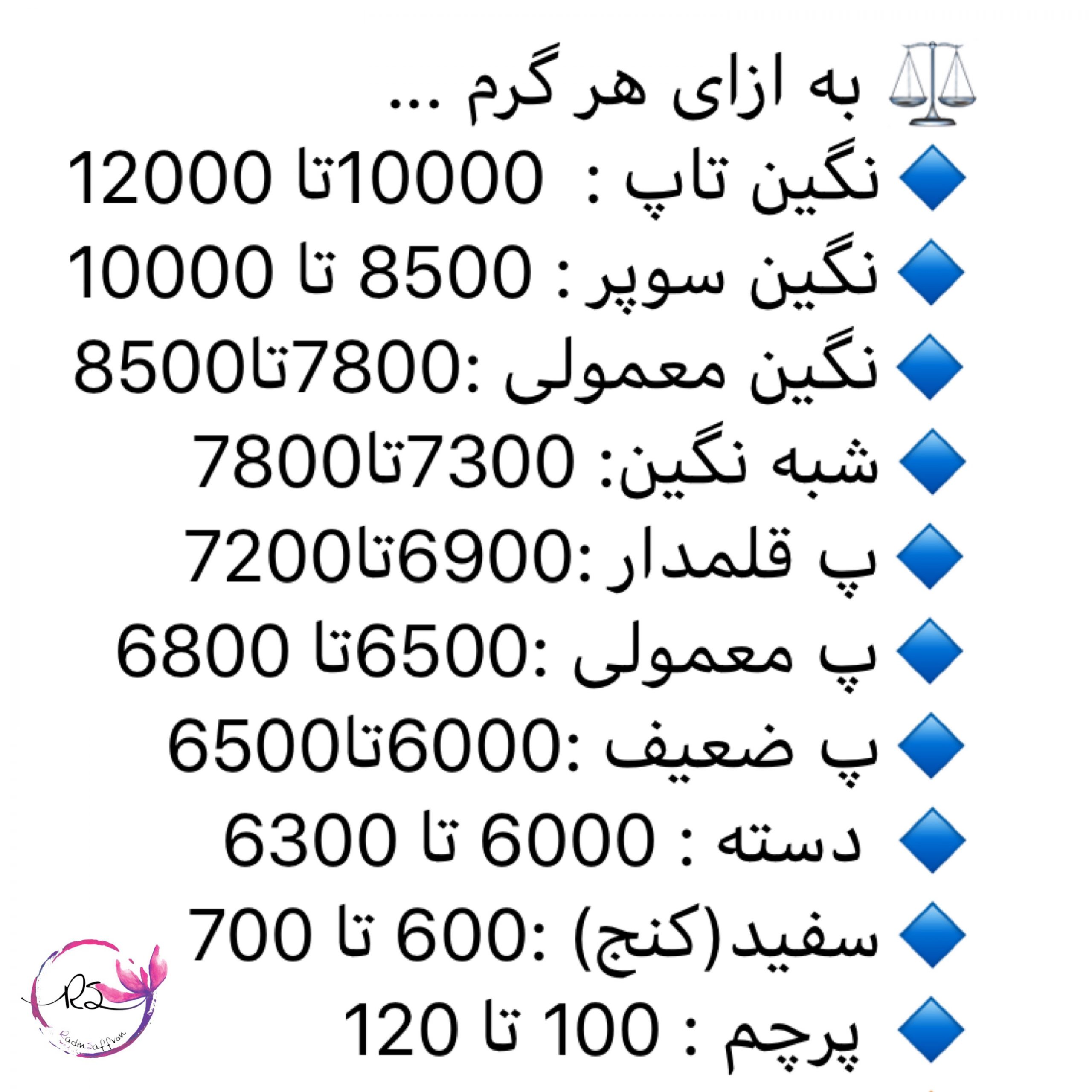 قیمت روز انواع زعفران ۲۰