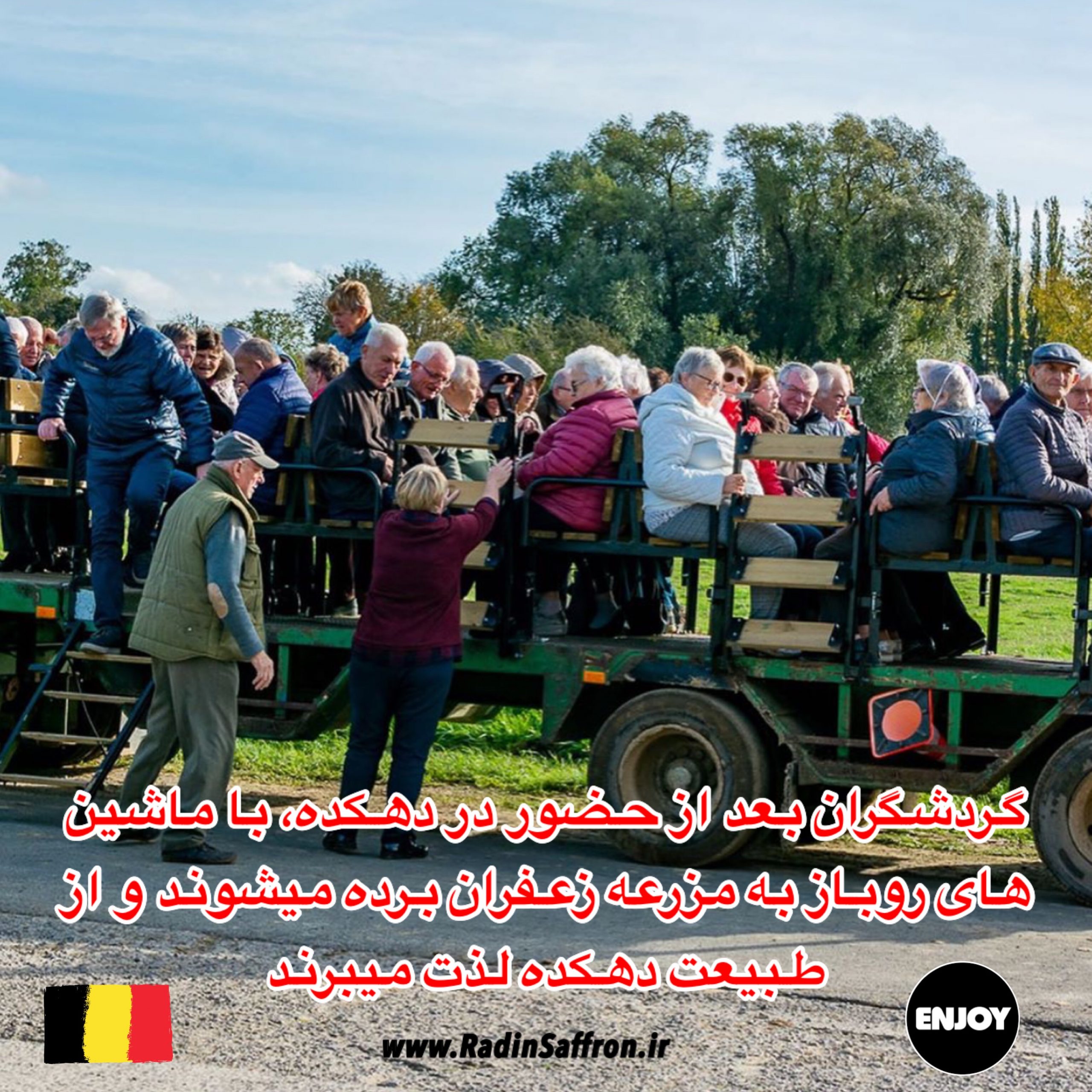 ماشین روباز مزرعه زعفران بلژیک